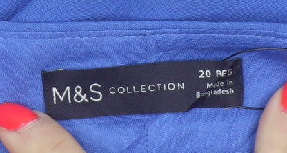 Marks & Spencer Women Blue Size 20 High Rise Straight Trousers