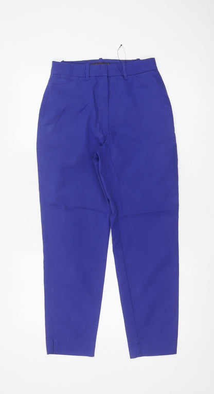 M&S Women’s Blue UK 6 Short Tapered Cotton Blend Trousers