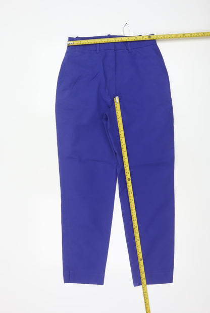 M&S Women’s Blue UK 6 Short Tapered Cotton Blend Trousers
