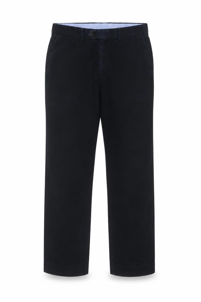 Gurteen Men’s Black 36R Cotton Flat Front Smart Trousers