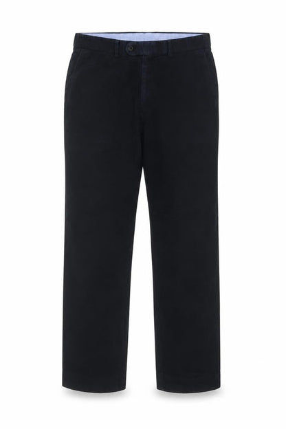 Gurteen Men’s Black 36R Cotton Flat Front Smart Trousers