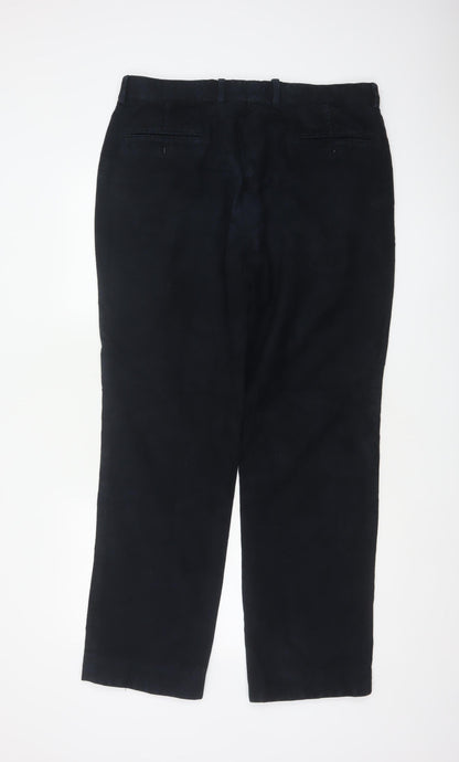 Gurteen Men’s Black 36R Cotton Flat Front Smart Trousers