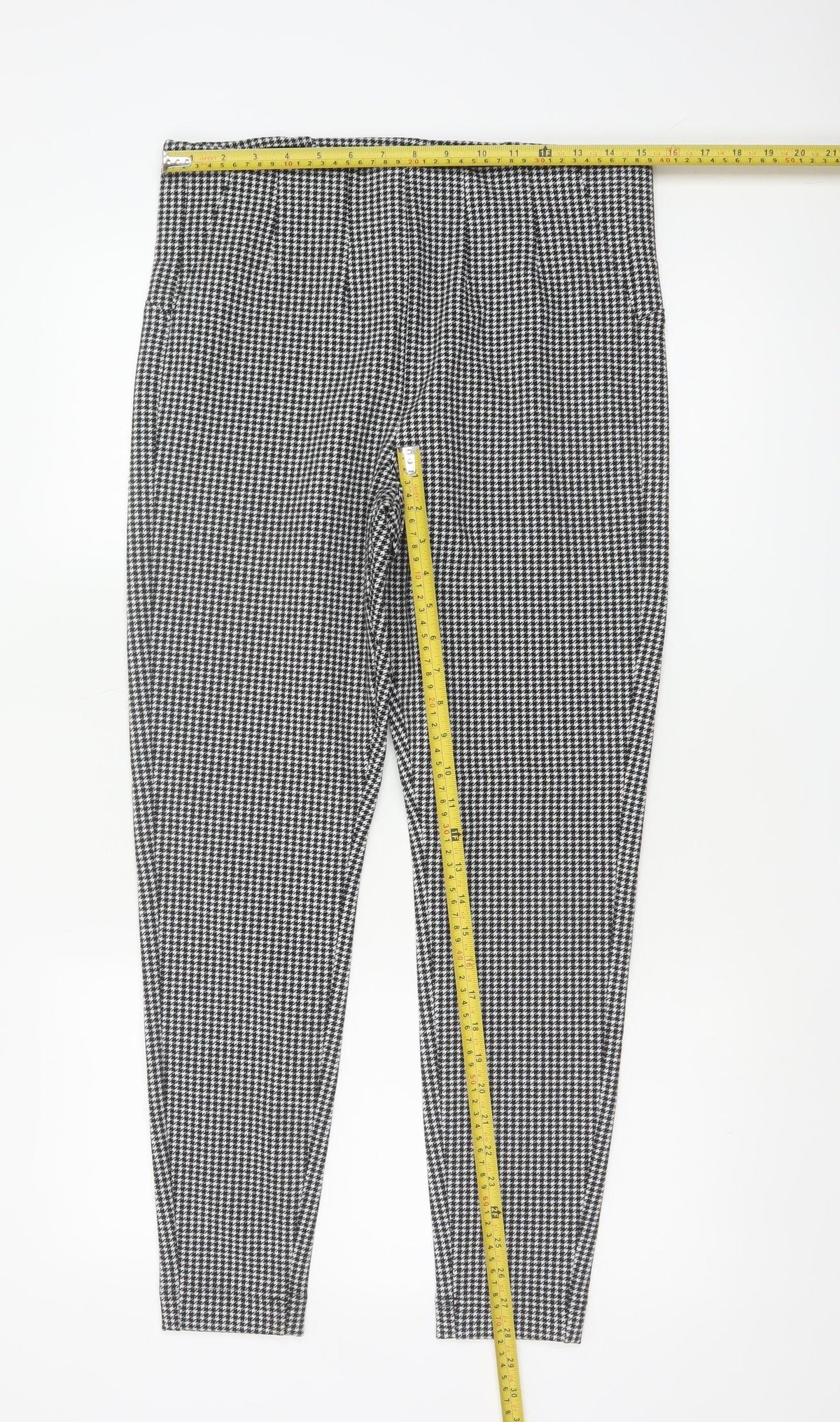 Marks & Spencer Women’s Black White Houndstooth Check Slim Stretch Leggings UK 14