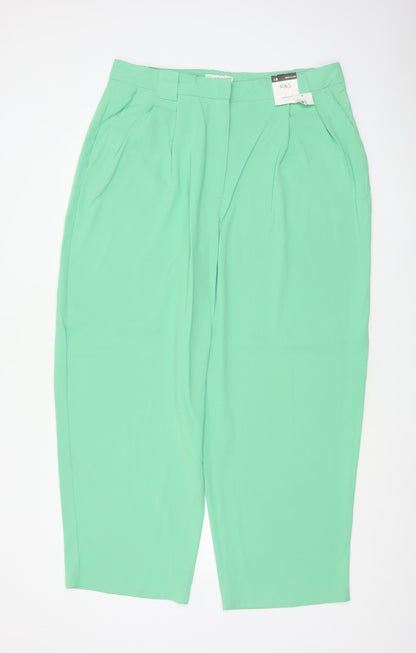 Marks & Spencer Women Green Size 18 Regular Pleated Tapered Dress Trousers