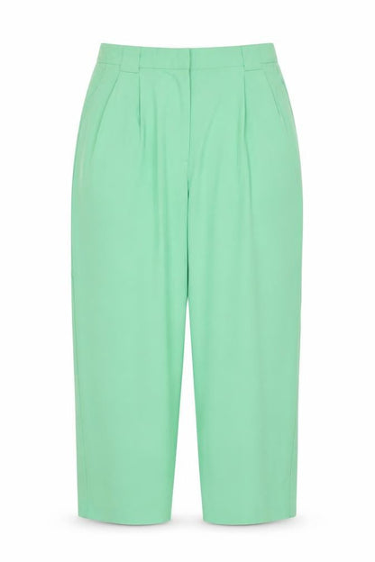 Marks & Spencer Women Green Size 18 Regular Pleated Tapered Dress Trousers