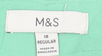 Marks & Spencer Women Green Size 18 Regular Pleated Tapered Dress Trousers