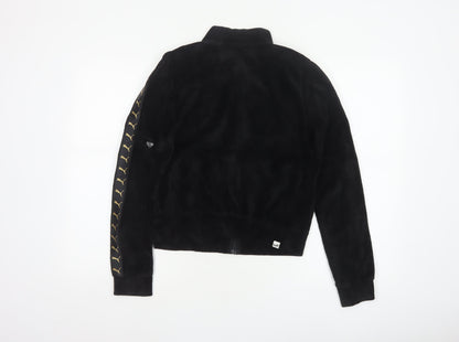 Puma Women’s Black S Velour Logo Tape Full Zip Cropped Jacket