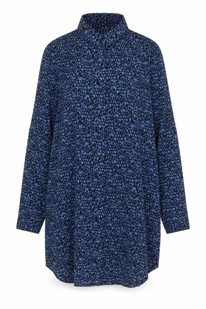 Forever 21 Women Blue Animal Print Long Sleeve Tunic Shirt S