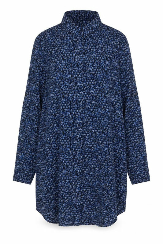 Forever 21 Women Blue Animal Print Long Sleeve Tunic Shirt S
