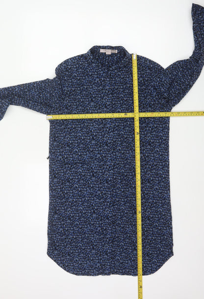 Forever 21 Women Blue Animal Print Long Sleeve Tunic Shirt S