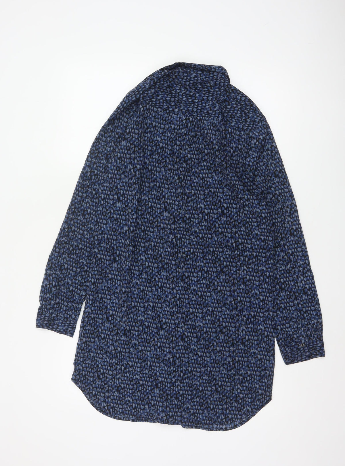 Forever 21 Women Blue Animal Print Long Sleeve Tunic Shirt S