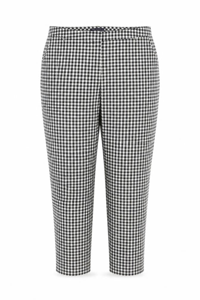 Marks & Spencer Women's Black White Gingham Tapered Trousers UK 16