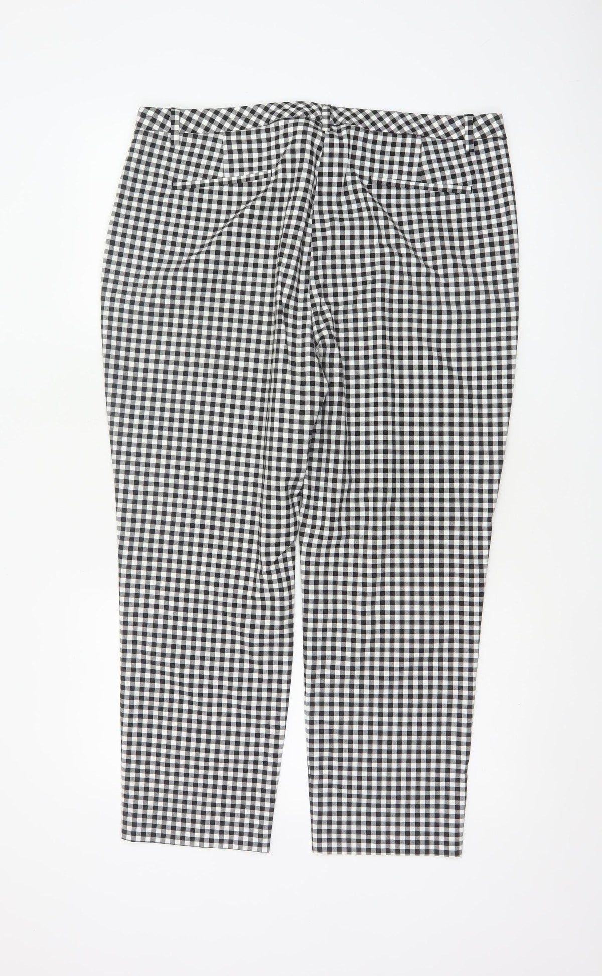 Marks & Spencer Women's Black White Gingham Tapered Trousers UK 16