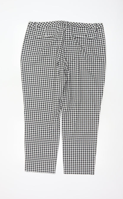 Marks & Spencer Women's Black White Gingham Tapered Trousers UK 16