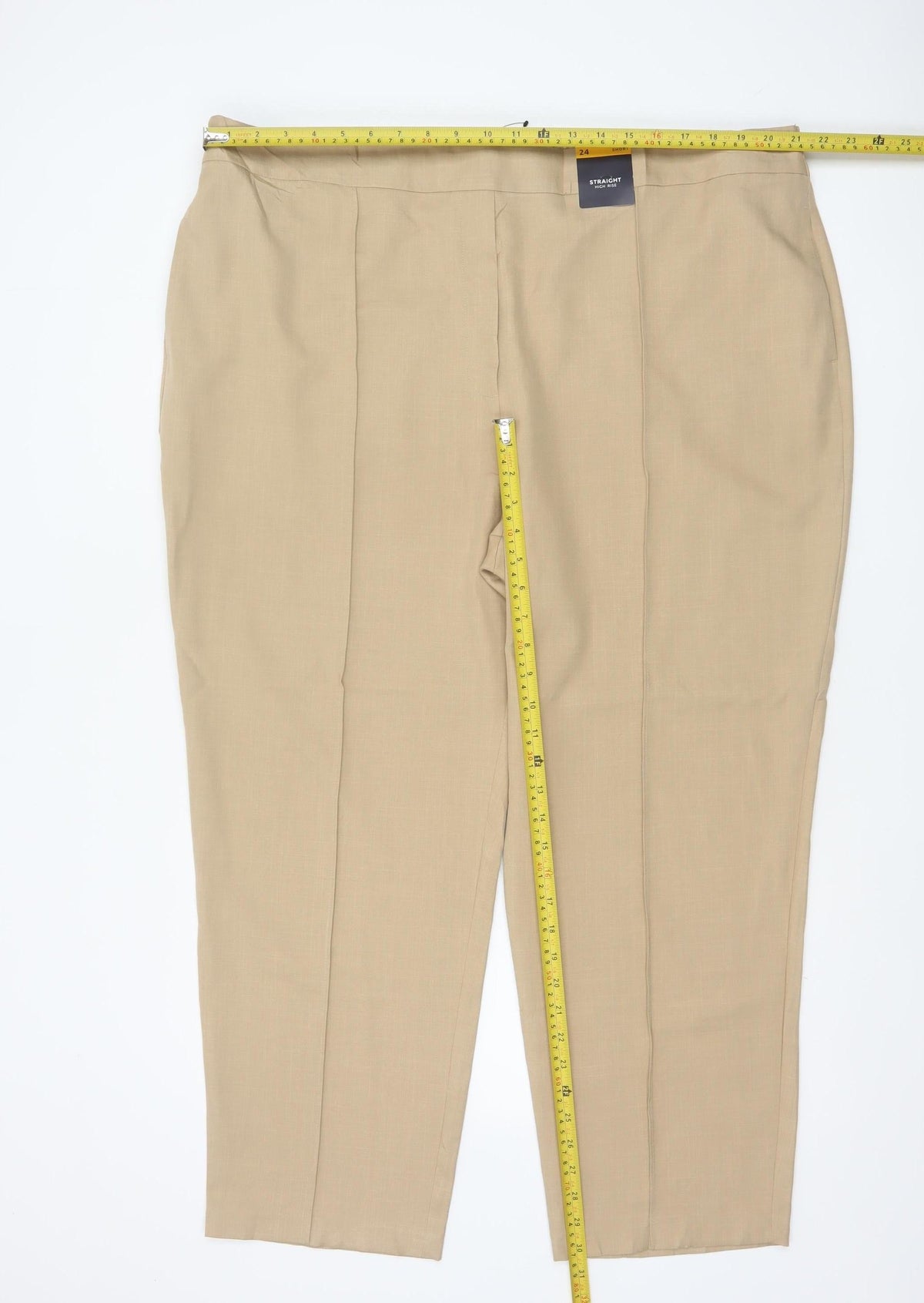 Marks & Spencer Women’s Beige Size 24 Short High Rise Straight Trousers