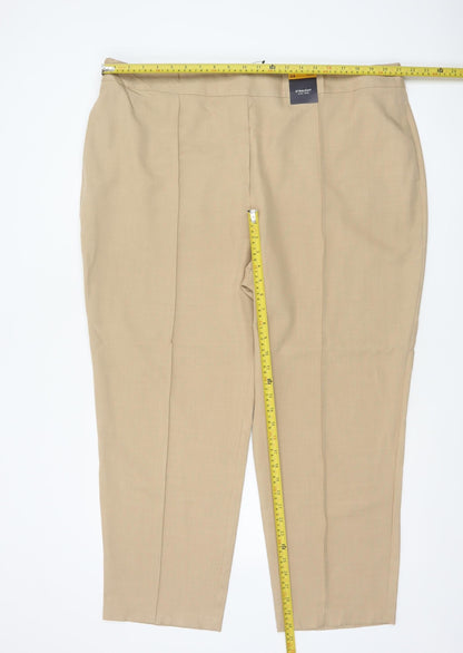 Marks & Spencer Women’s Beige Size 24 Short High Rise Straight Trousers