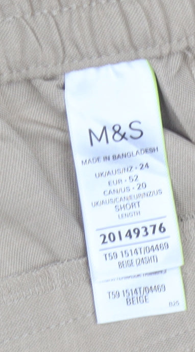 Marks & Spencer Women’s Beige Size 24 Short High Rise Straight Trousers