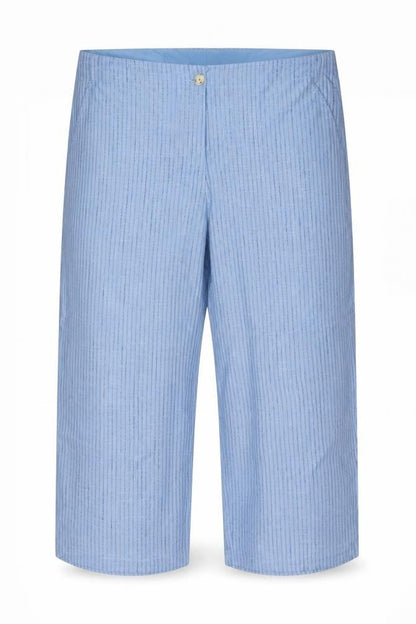 Marks & Spencer Women’s Blue Striped Wide Leg High Rise Linen Trousers UK 22 Short