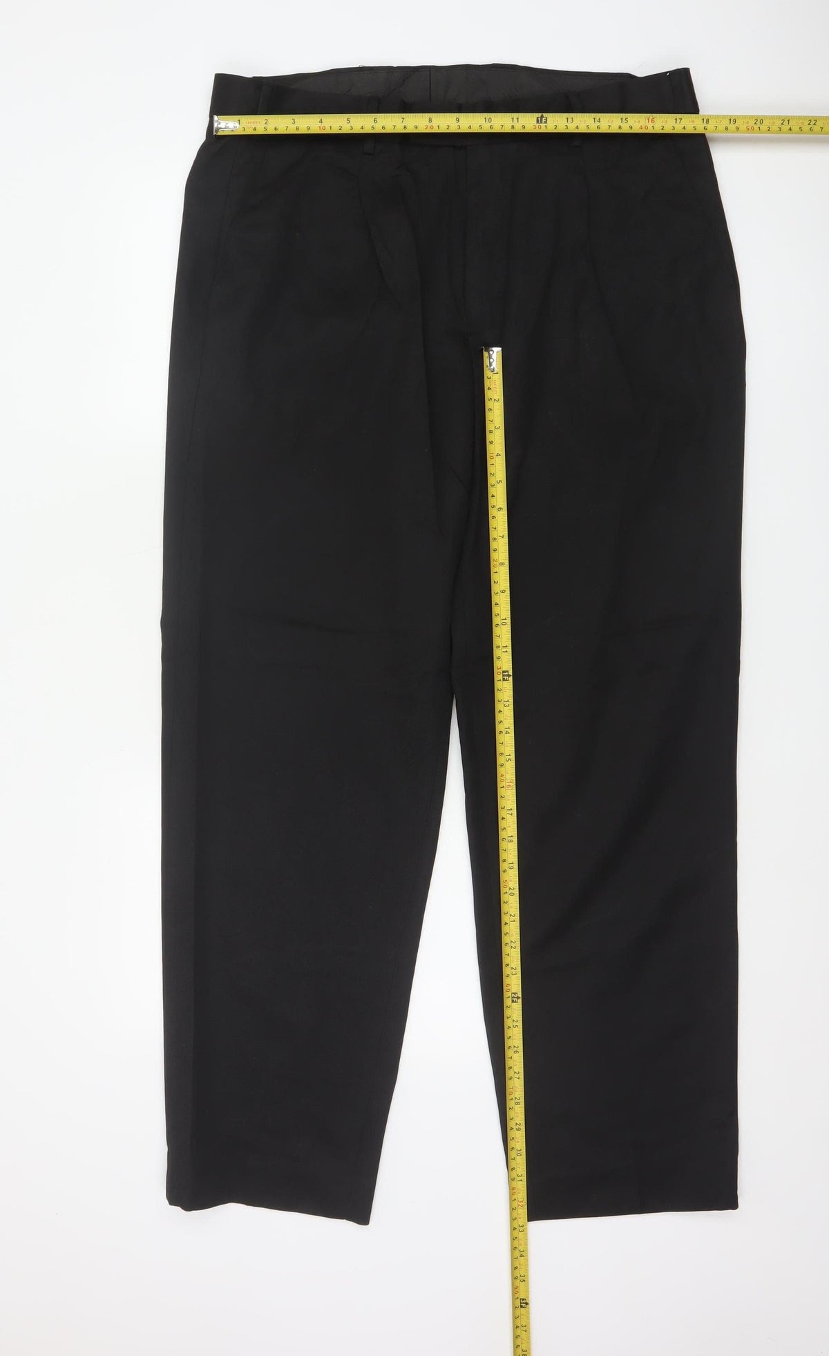 Brook Taverner Men’s Black 38R Regular Fit Straight Dress Trousers