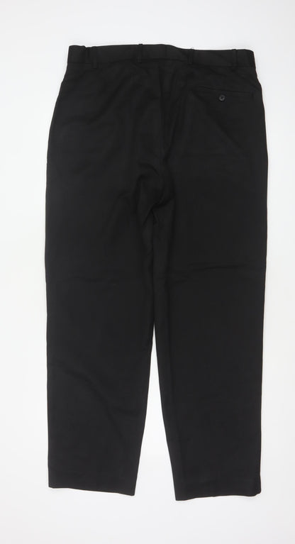 Brook Taverner Men’s Black 38R Regular Fit Straight Dress Trousers