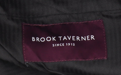 Brook Taverner Men’s Black 38R Regular Fit Straight Dress Trousers