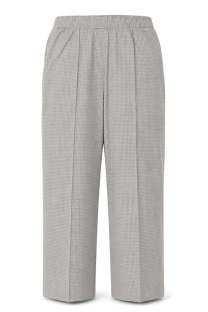Marks & Spencer Women Beige Check Wide-Leg Trousers UK 18 Long