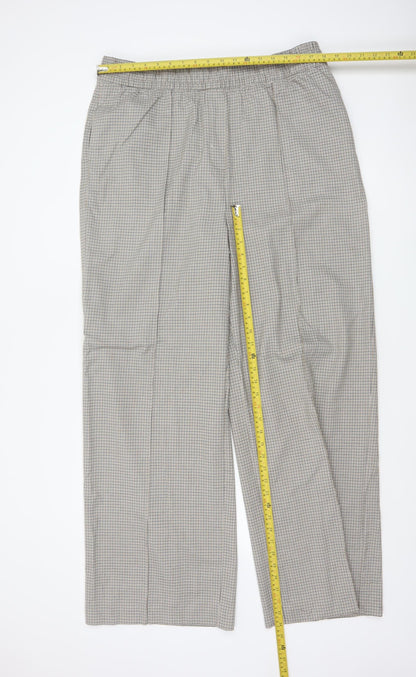 Marks and Spencer Women Beige Check Wide-Leg Trousers UK 18 Long