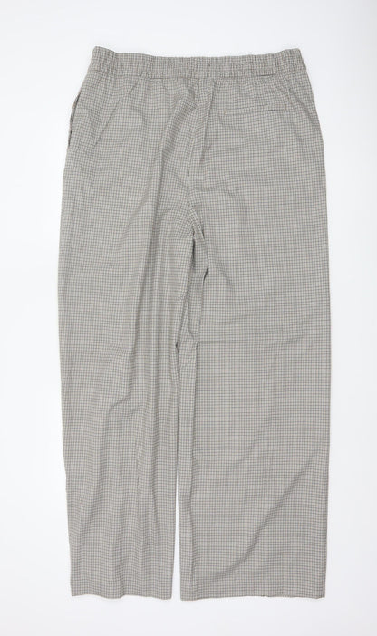Marks and Spencer Women Beige Check Wide-Leg Trousers UK 18 Long