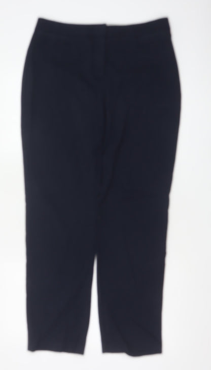 Marks & Spencer Women Blue UK 12 Regular Straight Work Trousers