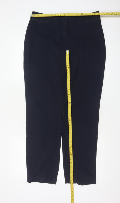 Marks & Spencer Women Blue UK 12 Regular Straight Work Trousers