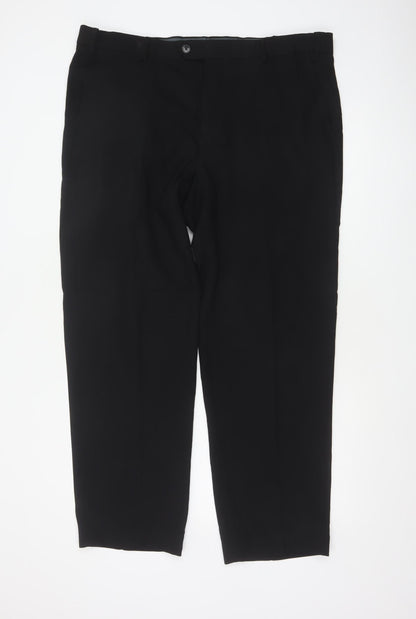 M&S Men’s Black 40in Regular Straight Leg Dress Trousers 31in