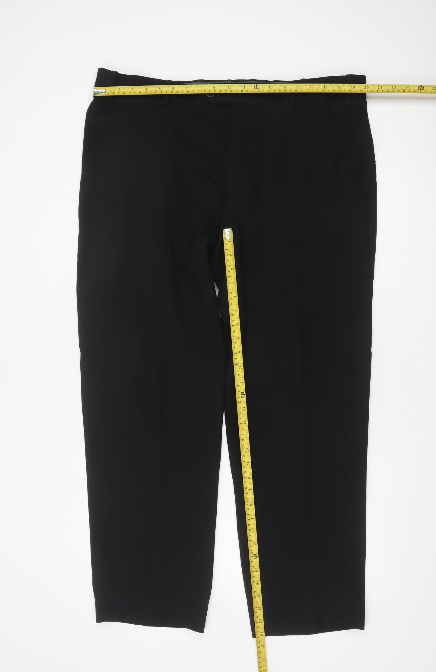 M&S Men’s Black 40in Regular Straight Leg Dress Trousers 31in