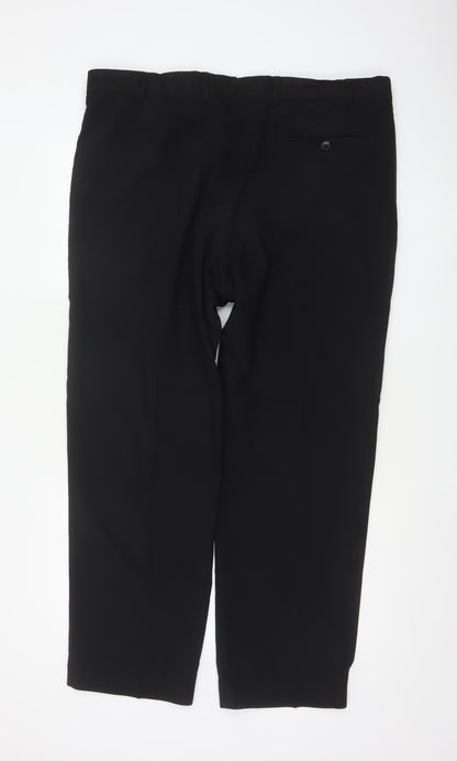 M&S Men’s Black 40in Regular Straight Leg Dress Trousers 31in