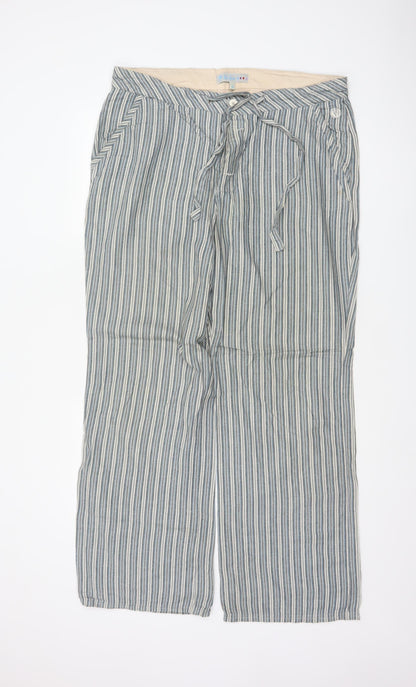 Fit Five Men’s Blue Stripe Cotton Drawstring Wide-Leg Trousers 36