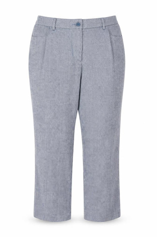 Cotton Traders Women Blue Herringbone Wool Blend Tailored Trousers UK 16