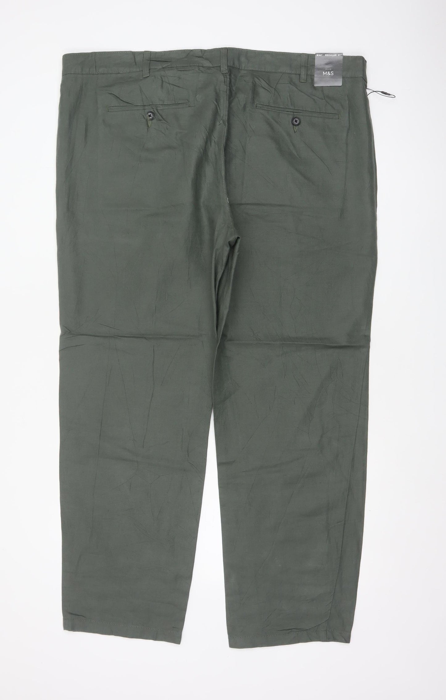 Marks & Spencer Men's Green 44 Regular Chino Trousers W44 L31