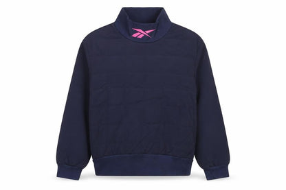 Reebok Women Navy Pink Logo High Neck Pullover Sweatshirt UK 8-10 S