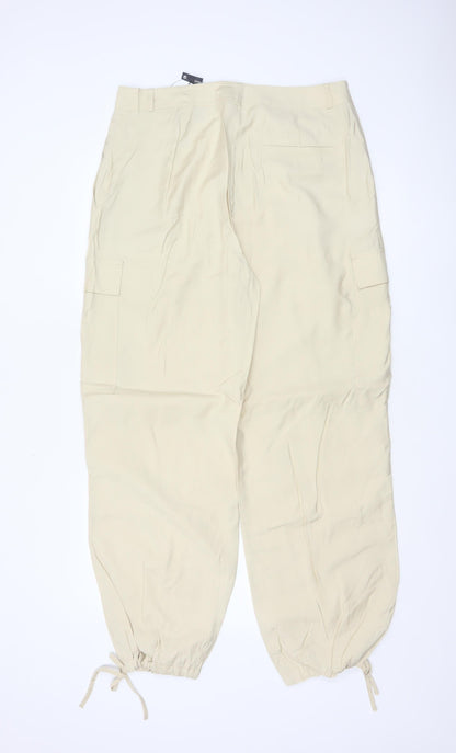 M&S Collection Women Beige Size 14 Long Modal Cargo Trousers