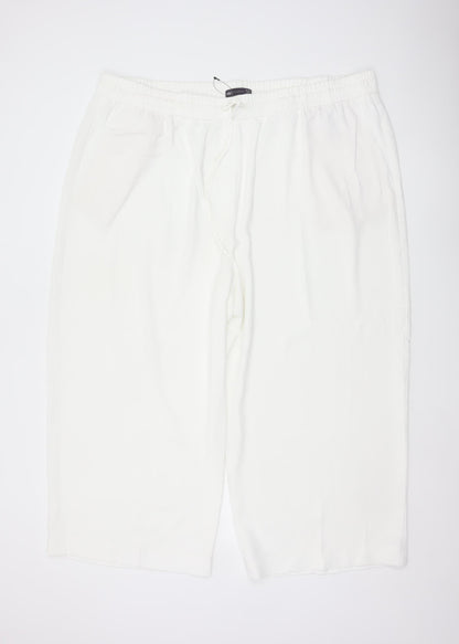 M&S Women’s White Size 24 Wide-Leg Drawstring Trousers