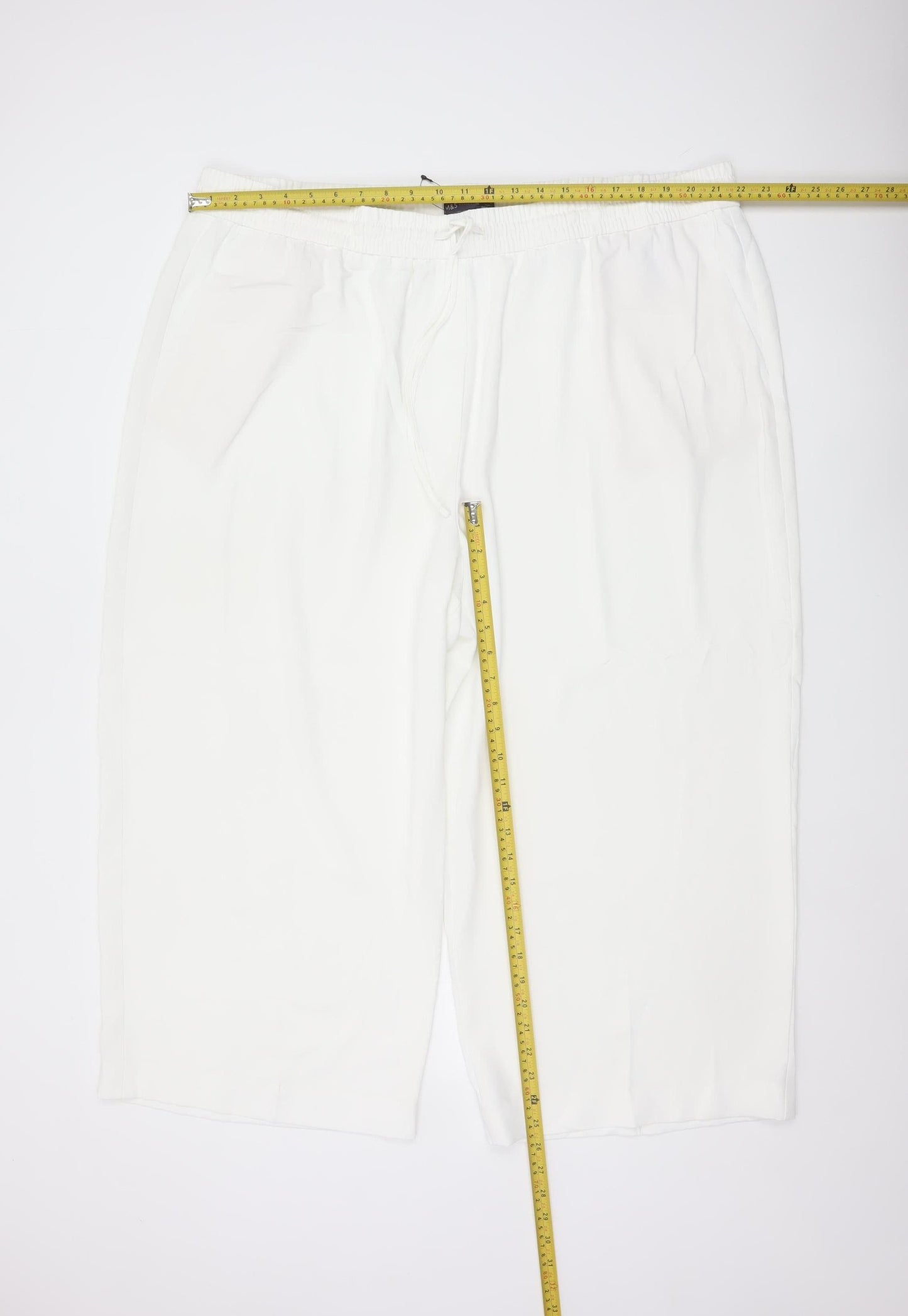 M&S Women’s White Size 24 Wide-Leg Drawstring Trousers