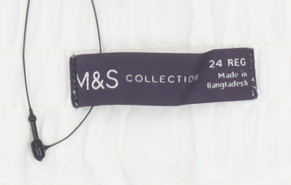 M&S Women’s White Size 24 Wide-Leg Drawstring Trousers