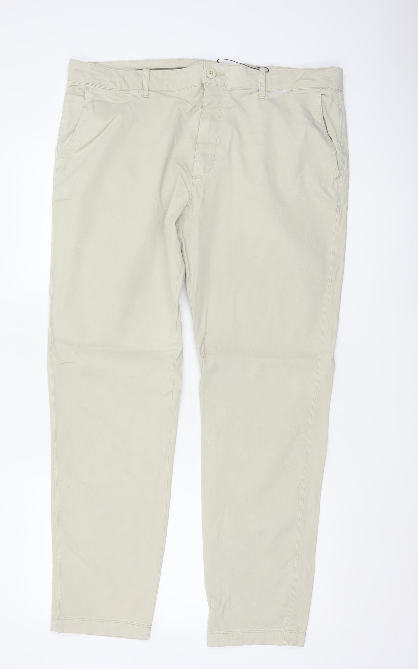 Marks & Spencer Men's Beige Chino Trousers 38W 31L Regular Cotton Stretch