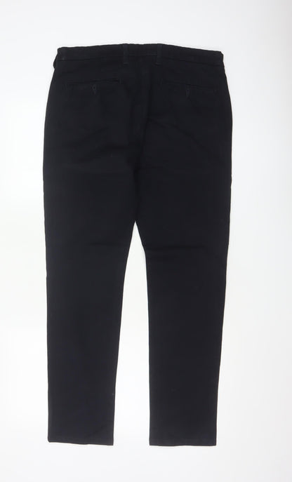 Marks & Spencer Men's Black 34/31 Slim Fit Cotton Stretch Trousers