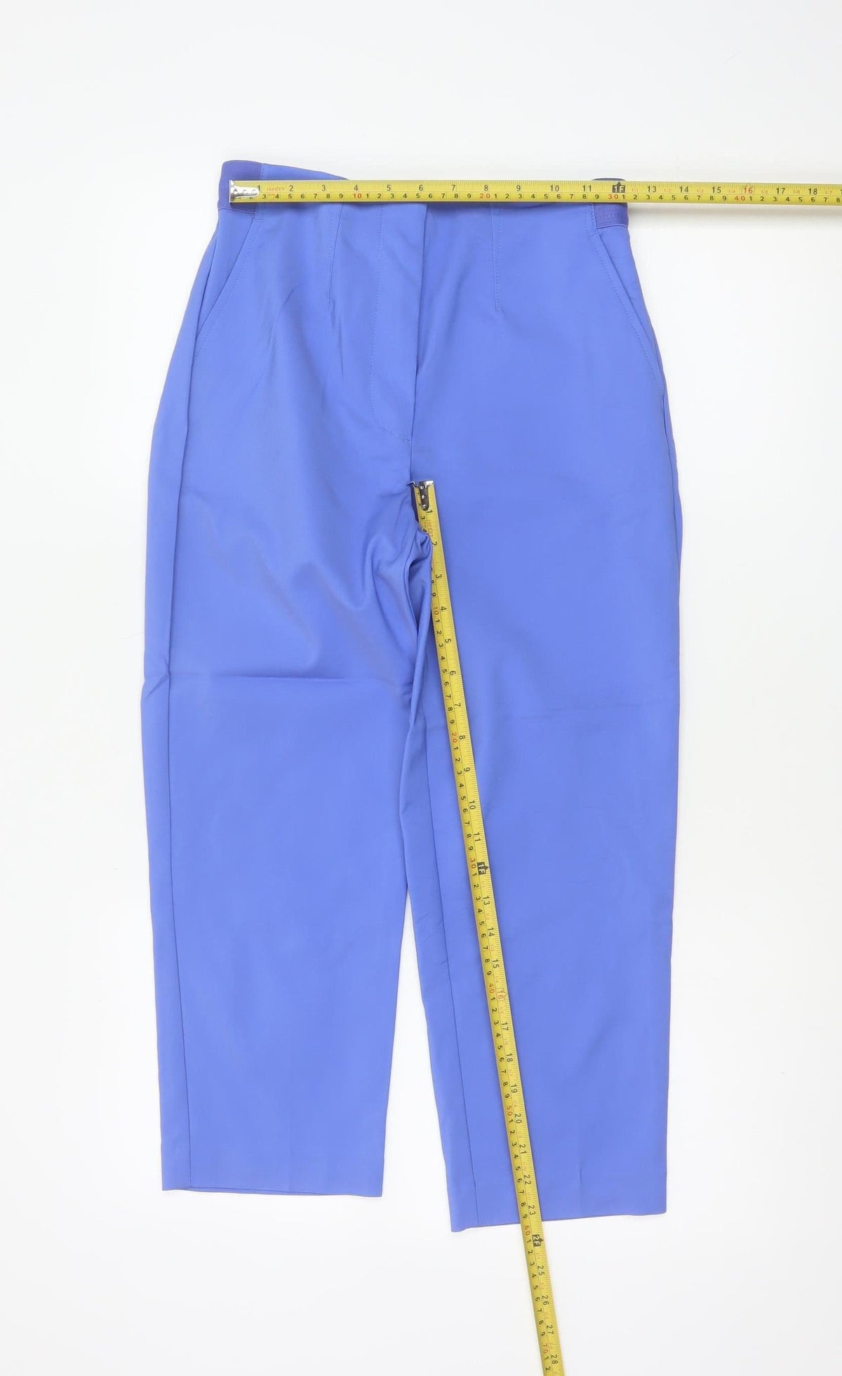 Marks & Spencer Women’s Blue UK 8 Tapered Smart Trousers Stretch Pockets