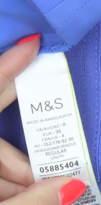 Marks & Spencer Women’s Blue UK 8 Tapered Smart Trousers Stretch Pockets