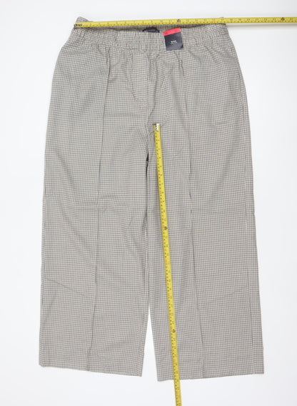 Marks and Spencer Women’s Beige Check Wide Leg High Rise Trousers UK 18 Short