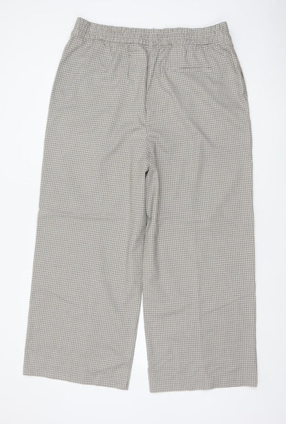 Marks and Spencer Women’s Beige Check Wide Leg High Rise Trousers UK 18 Short