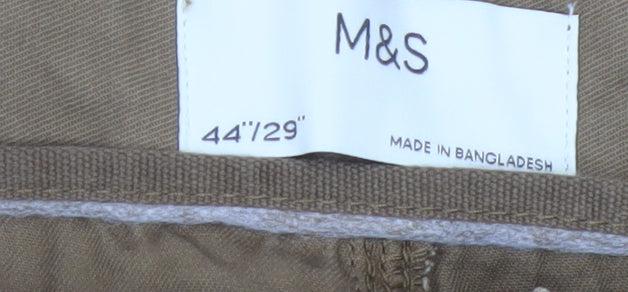 Marks and Spencer Men's Brown 44/29 Cotton Cargo Trousers