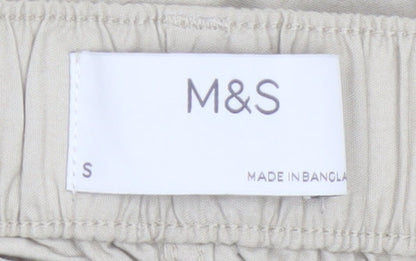 Marks and Spencer Men's Beige S Cargo Jogger Trousers Elastic Waist