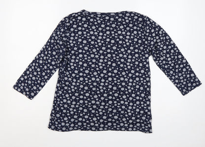 Izle Women’s Blue Floral 3/4 Sleeve Jersey Blouse Top M 14-16